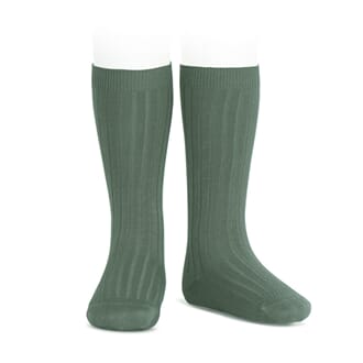 Knestrømper rib Lichen green - Condor