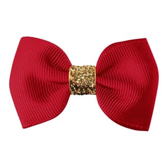 Small bowtie bow scarlet/gold glitter - Milledeux