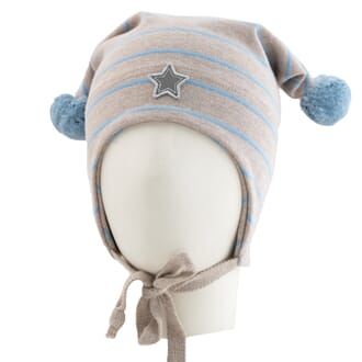 Striped windproof hat star beige/light blue - Kivat