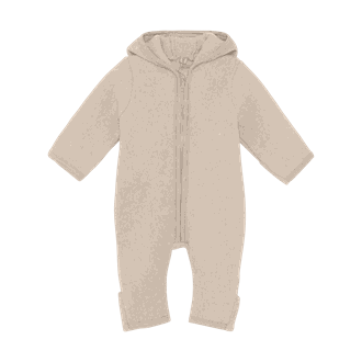 Pram Suit Ears Cot. Fleece Camel Melange - Huttelihut