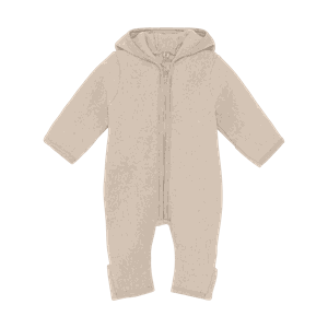 Pram Suit Ears Cot. Fleece Camel Melange - Huttelihut