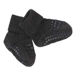 Non Slip Socks Wool Dark Grey Melange - GoBabyGo