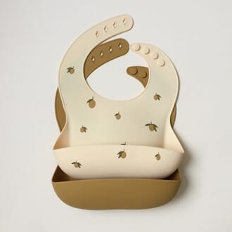 2 pack baby bib lemon/almond- Konges Sljød