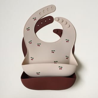 2 pack baby bib cherry/mocca - Konges Sløjd