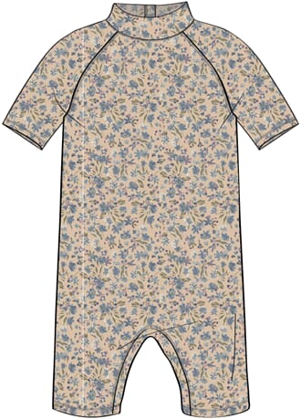 Swimsuit Cas blue flowers - Wheat