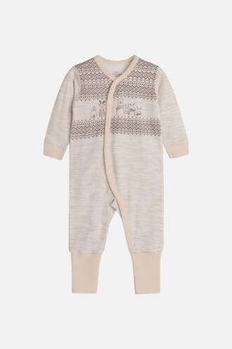 Manu Heldrakt ull/bambus jacquard wheat - Hust & Claire