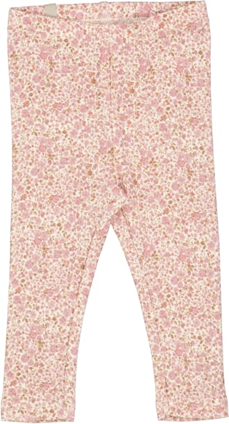Wool Leggings ivory flowers - Wheat
