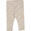 Jersey Leggings dusty dove flowers - Wheat