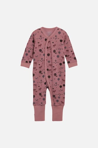 Manu Heldrakt ull/bambus skogsdyr mauve - Hust & Claire