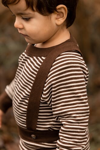 Favo Pullover chicory coffee w. stripes - Fliink