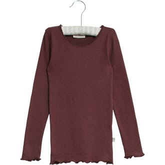 Rib T-Shirt Lace LS soft eggplant - Wheat