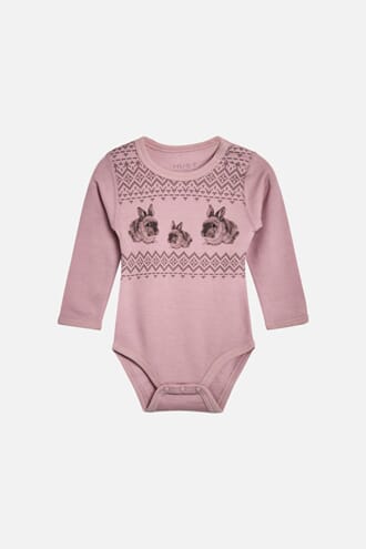 Baloo body med kaniner dusty rose - Hust & Claire