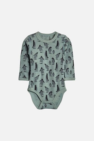 Bo body med pingviner jade green - Hust & Claire