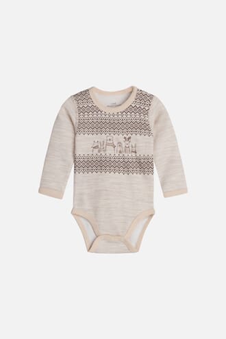 Baloo Body ull/bambus jacquard wheat mel - Hust & Claire