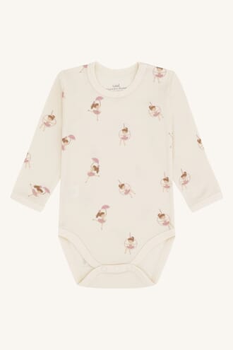 Baloo body ull/bambus blomster off white - Hust & Claire