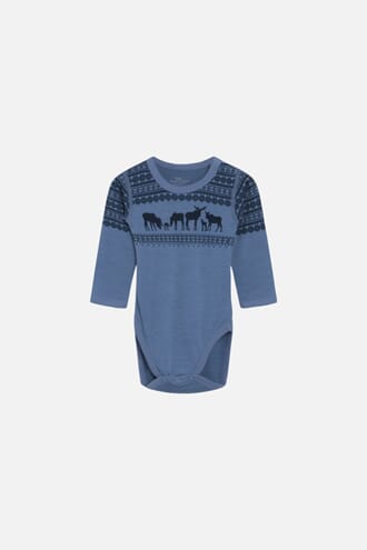 Baloo body ull/bambus med elg blue glass - Hust & Claire