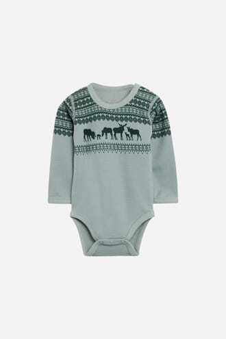 Baloo ullbody med elg jade green - Hust & Claire