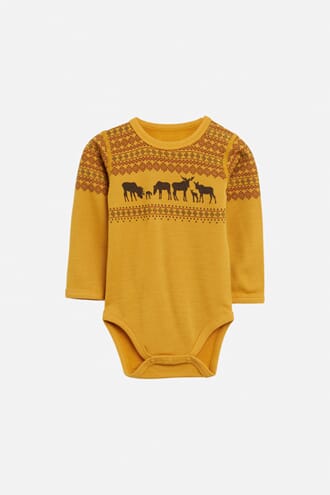 Baloo ullbody med elg canary - Hust & Claire