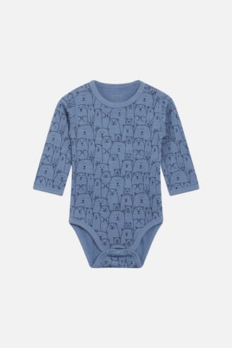 Birk ullbody med bjørner blue glass - Hust & Claire