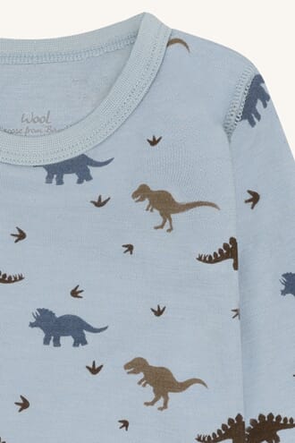 Baloo body ull/bambus Dino baby blue - Hust & Claire