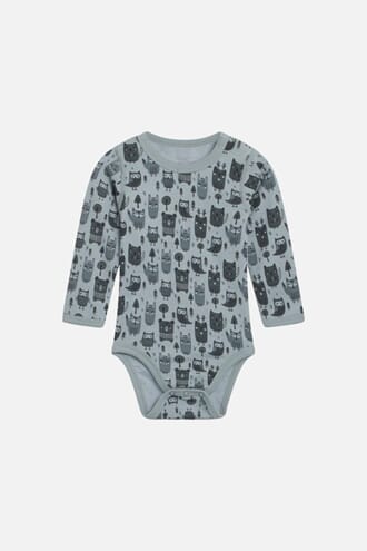 Baloo Body ull/bambus ugler aqua  - Hust & Claire