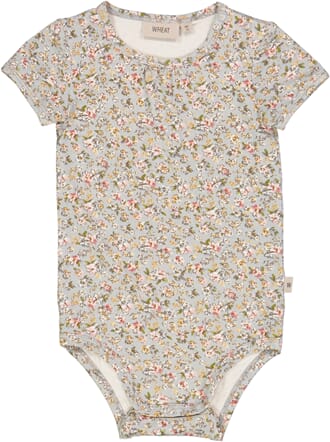 Jersey Body SS dusty dove flowers - Wheat