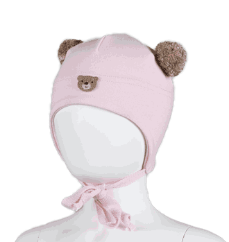 Baby windproof hat teddybear light pink - Kivat
