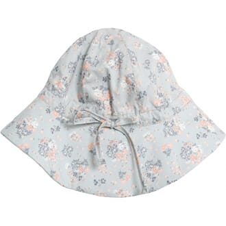 Baby Girl Sun Hat pearl blue flowers - Wheat