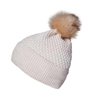 Chunky Oslo Beanie W Fake Fur off white marled - MP