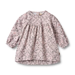 Dress L/S Fenja lilac checked flowers - Wheat