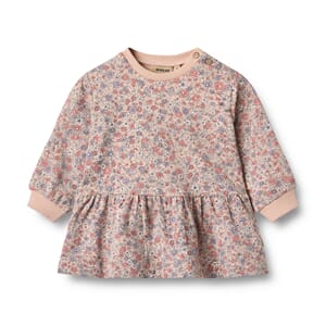 Sweat Dress L/S Zenia rose dust flowers - Wheat