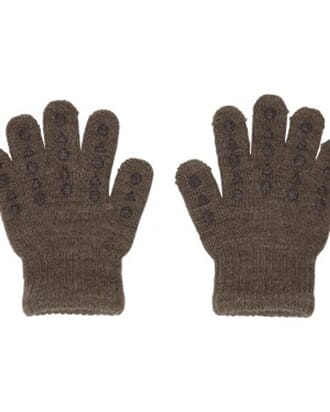 Wool Grip Gloves Brown Melange - GoBabyGo