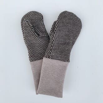 Mittens with loops offwhite/dark brown - Kivat