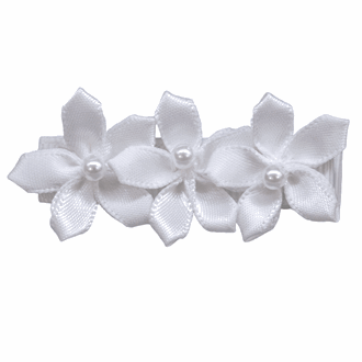 Sløyfe tre blomster Offwhite - Den lille prikken