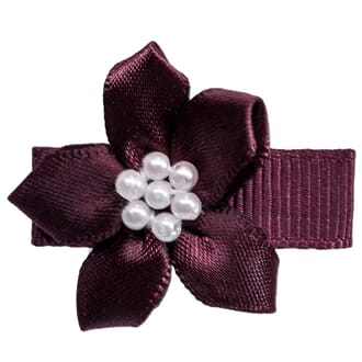 Babysløyfe blomst perler Burgundy - Den lille prikken
