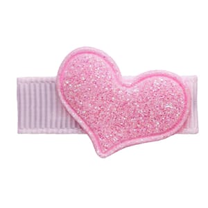 Sløyfe glitter heart Icy Pink - Den Lille Prikken