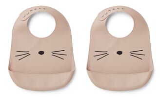 Tilda silicone bib cat rose 2pk- Liewood