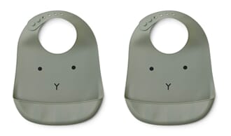 Tilda silicone bib rabbit faun green 2pk - Liewood