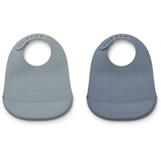Tilda bib embossment 2-pack dino blue mix - Liewood