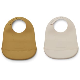 Tilda bib 2-pack mr bear  caramel/sandy - Liewood