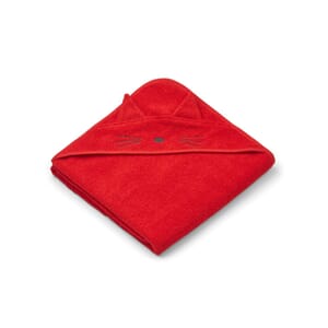Augusta hooded towel cat apple red - Liewood