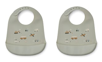Tilda Silicone Bib 2-Pack vehicles/dove  - Liewood