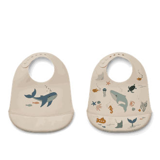 Tilda Printed Bib 2-Pack sea creature / sandy - Liewood
