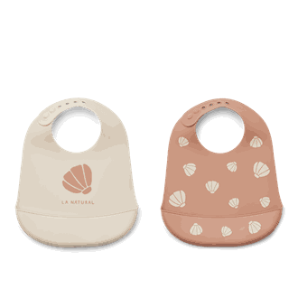 Tilda Printed Bib 2-Pack shell / pale tuscany - Liewood