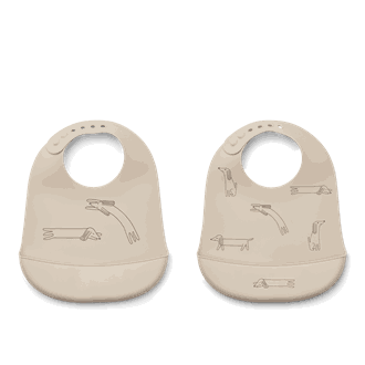 Tilda Printed Bib 2-Pack dog / sandy - Liewood