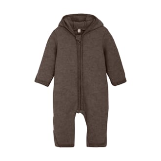 Pram Suit Ears Wool Fleece brown mel - Huttelihut