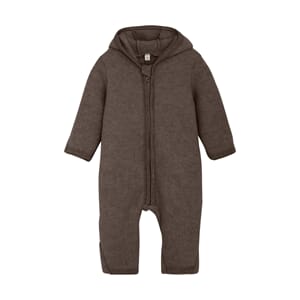 Pram Suit Ears Wool Fleece brown mel - Huttelihut