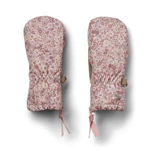 Technical Mittens Zipper rose dust flowers - Wheat