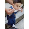 Organic Baby Overalls Dark Indigo Blue Washed 12