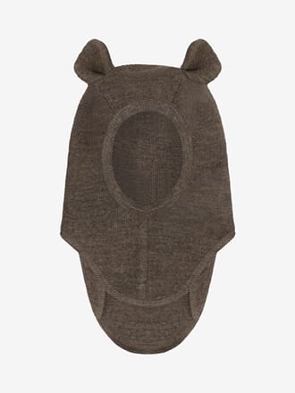Balaclava Ears Wool Rib brown mel - Huttelihut
